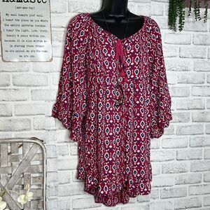 Roxy Surf Boho Hippie Bell Sleeve Dress Size Small Beach
